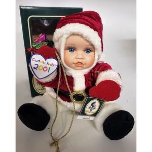 GEPPEDDO 2001 Stanley Santa CUDDLE KIDS Christmas Plush Porcelain Doll 8